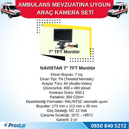 Ambulans Mevzuatına Uygun 2 Kameralı 8 Kanal Mobil NVR 500 GB 7 inç Monitörlü Tak Kullan Set
