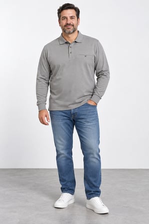 Erkek Gömlek Yaka Cepli Battal Sweat Y26-2030-Gri