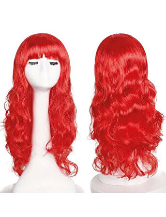 Peruk  Saç Uzun Kahküllü 50 CmTuruncu