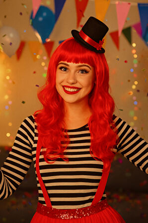 Peruk  Saç Uzun Kahküllü 50 CmTuruncu