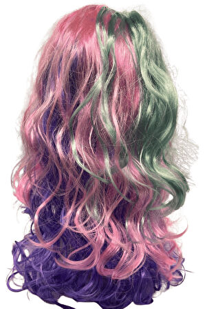 Peruk Saç Uzun Kahküllü 50 Cm (Taç Dahil Değildir) Deniz Kızı Renkleri  