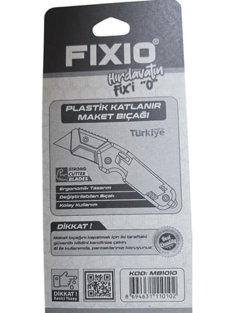 Fıxıo Katlanır Maket Bıçağı Plastik Yerli Üretim Değiştirilebilir Bıçak Ürün Kodu :MB1010 (YEDEKSİZ)