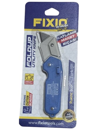 Fıxıo Katlanır Maket Bıçağı Plastik Yerli Üretim Değiştirilebilir Bıçak Ürün Kodu :MB1010 (YEDEKSİZ)