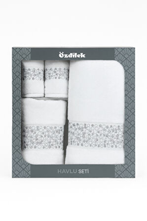 Özdilek Daniela Geometrik Nakışlı Misafir Banyo Seti