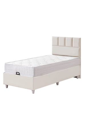 Baza Seti, Monaco Tek Kişilik Baza Başlık Maxi Yatak Seti, Krem - 100x200 cm