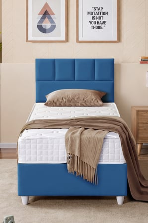 Baza Seti, Monaco Tek Kişilik Baza Başlık Maxi Yatak Seti, Mavi - 100x200 cm