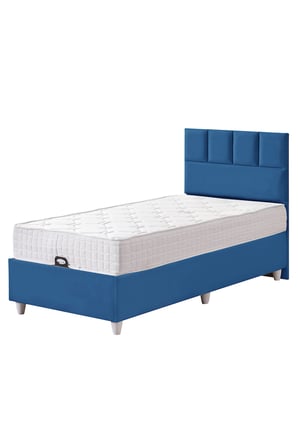 Baza Seti, Monaco Tek Kişilik Baza Başlık Maxi Yatak Seti, Mavi - 100x200 cm
