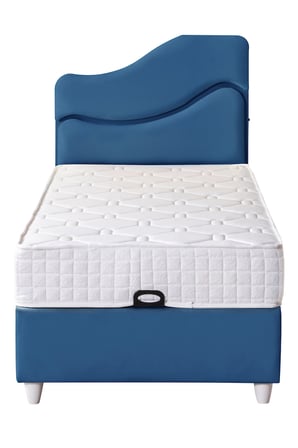 Baza Seti, Merry Ledli Tek Kişilik Baza Başlık Maxi Yatak Seti, 90x190 cm - Mavi 