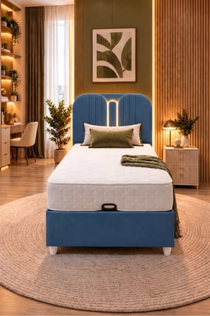 Baza Seti, Porto Ledli Tek Kişilik Baza Başlık Maxi Yatak Seti - 90x190 cm
