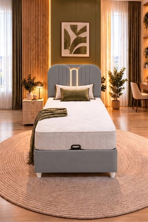 Baza Seti, Porto Ledli Tek Kişilik Baza Başlık Maxi Yatak Seti - 100x200 cm