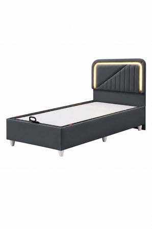 Baza Seti, Lyon Ledli Tek Kişilik Baza Başlık Maxi Yatak Seti - 90x190 cm