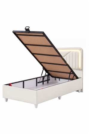 Baza Seti, Lyon Ledli Tek Kişilik Baza Başlık Maxi Yatak Seti - 100x200 cm