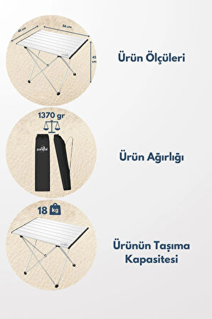 Alüminyum, Katlanabilir Kamp ve Piknik Masası, Omuz Askılı Taşıma Çantasıyla S