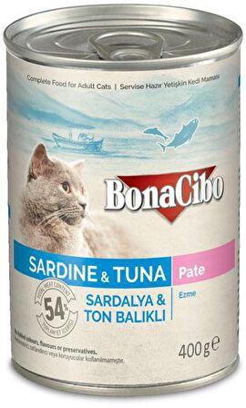 Bonacibo Ezme Sardalya ve Ton Balıklı Yaş Kedi Maması 400 GR