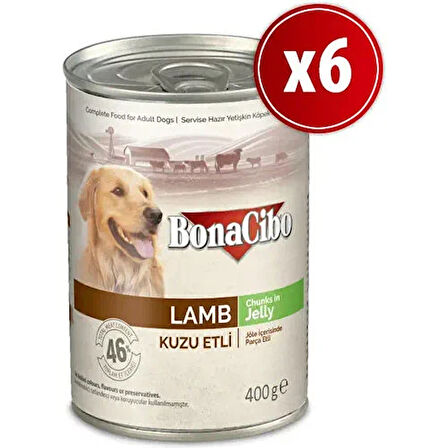 Bonacibo Jöleli Kuzu Etli Yaş Yetişkin Köpek Konserve Maması 400 gr x 6 Adet