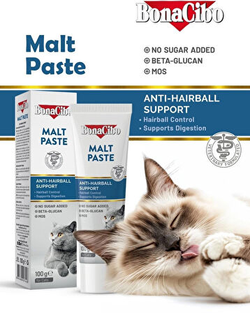 BonaCibo Yetişkin Kediler İçin Tüy Yumağı Oluşumunu Önleyici Malt Macun (100 ml)