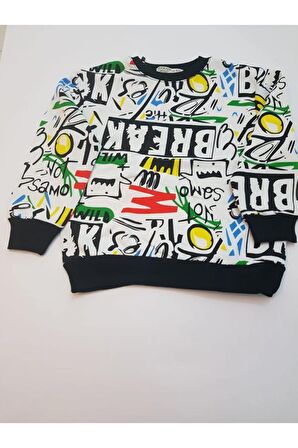 Erkek Çocuk Sweat-Shirt Baskılı Beyaz