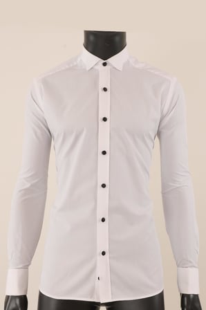 Uzun Kol Slim Fit Damatlık Beyaz Gömlek