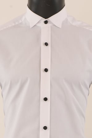 Uzun Kol Slim Fit Damatlık Beyaz Gömlek