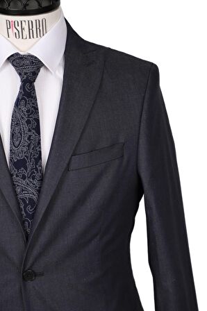 Slim Fit Pamuklu Gri Takım Elbise