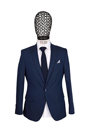 Slim Fit Parlament Mavisi Takım Elbise