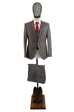 Yelekli Slim Fit Erkek Takım Elbise
