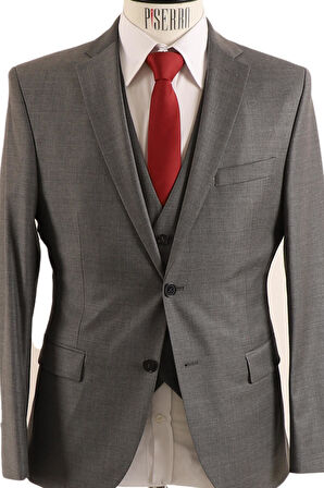 Yelekli Slim Fit Erkek Takım Elbise