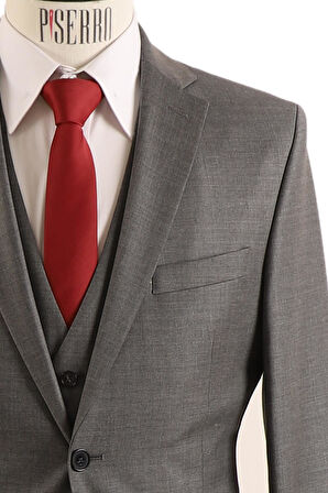 Yelekli Slim Fit Erkek Takım Elbise