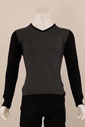 Slim Fit Yünlü Desenli Spor Triko