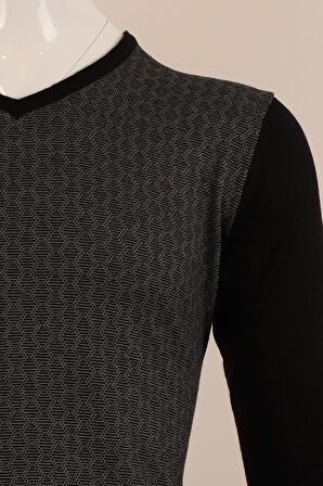 Slim Fit Yünlü Desenli Spor Triko