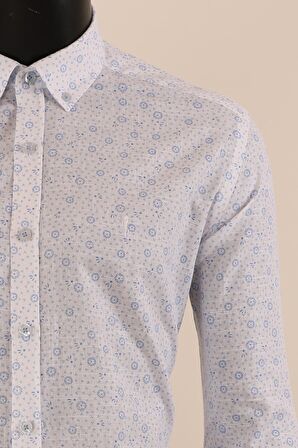 Uzun Kol Slim Fit Desenli Gömlek