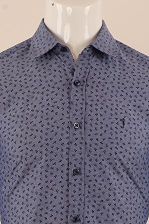 Uzun Kol Slim Fit Desenli Gömlek