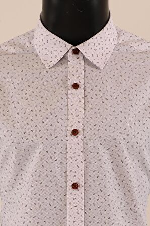 Uzun Kol Slim Fit Desenli Gömlek