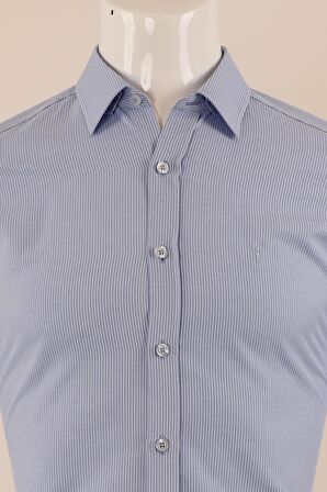 Uzun Kol Slim Fit Çizgili Gömlek