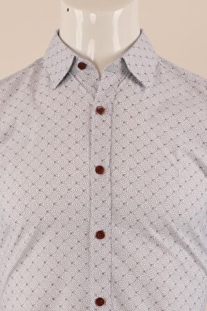 Uzun Kol Slim Fit Desenli Gömlek
