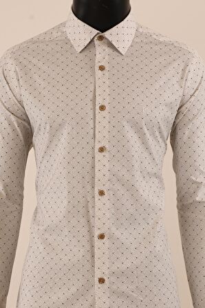 Uzun Kol Slim Fit Desenli Gömlek
