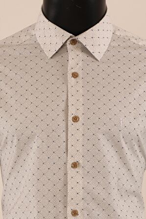 Uzun Kol Slim Fit Desenli Gömlek