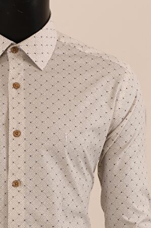 Uzun Kol Slim Fit Desenli Gömlek