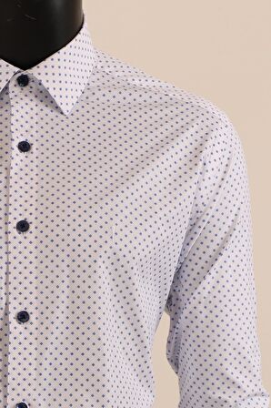 Uzun Kol Slim Fit Desenli Gömlek
