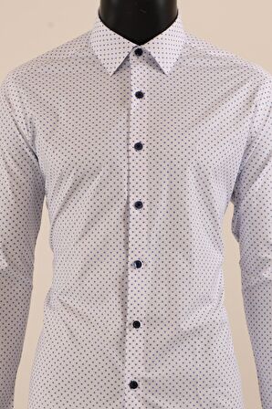 Uzun Kol Slim Fit Desenli Gömlek