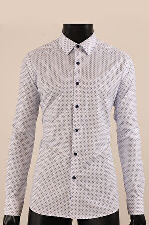 Uzun Kol Slim Fit Desenli Gömlek