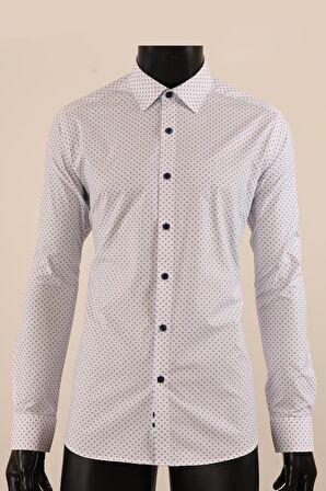 Uzun Kol Slim Fit Desenli Gömlek