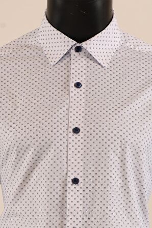 Uzun Kol Slim Fit Desenli Gömlek