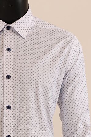 Uzun Kol Slim Fit Desenli Gömlek