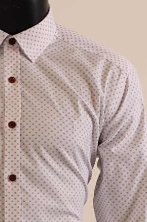 Uzun Kol Slim Fit Desenli Gömlek