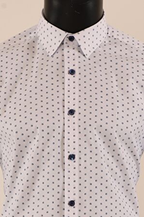Uzun Kol Slim Fit Desenli Gömlek