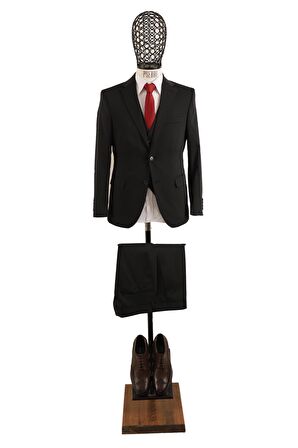 Yelekli Takım Elbise Slim Fit