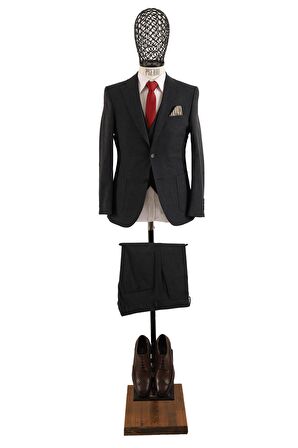 Yelekli Takım Elbise Slim Fit