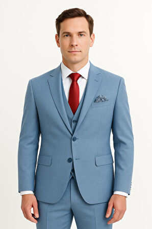 Yelekli Takım Elbise Slim Fit