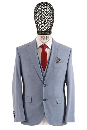 Yelekli Takım Elbise Slim Fit